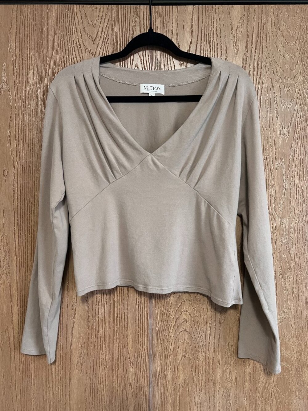 Nation LTD/Los Angeles Taupe V-Neck Long-Sleeve Top